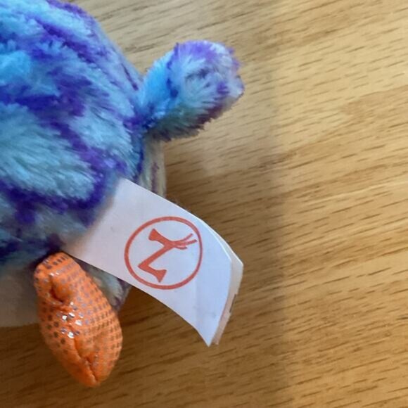 Adorable Plush Owl Stuffed Animal Toy For Kids Blue & Purple With Orange Feet - Picture 5 of 6